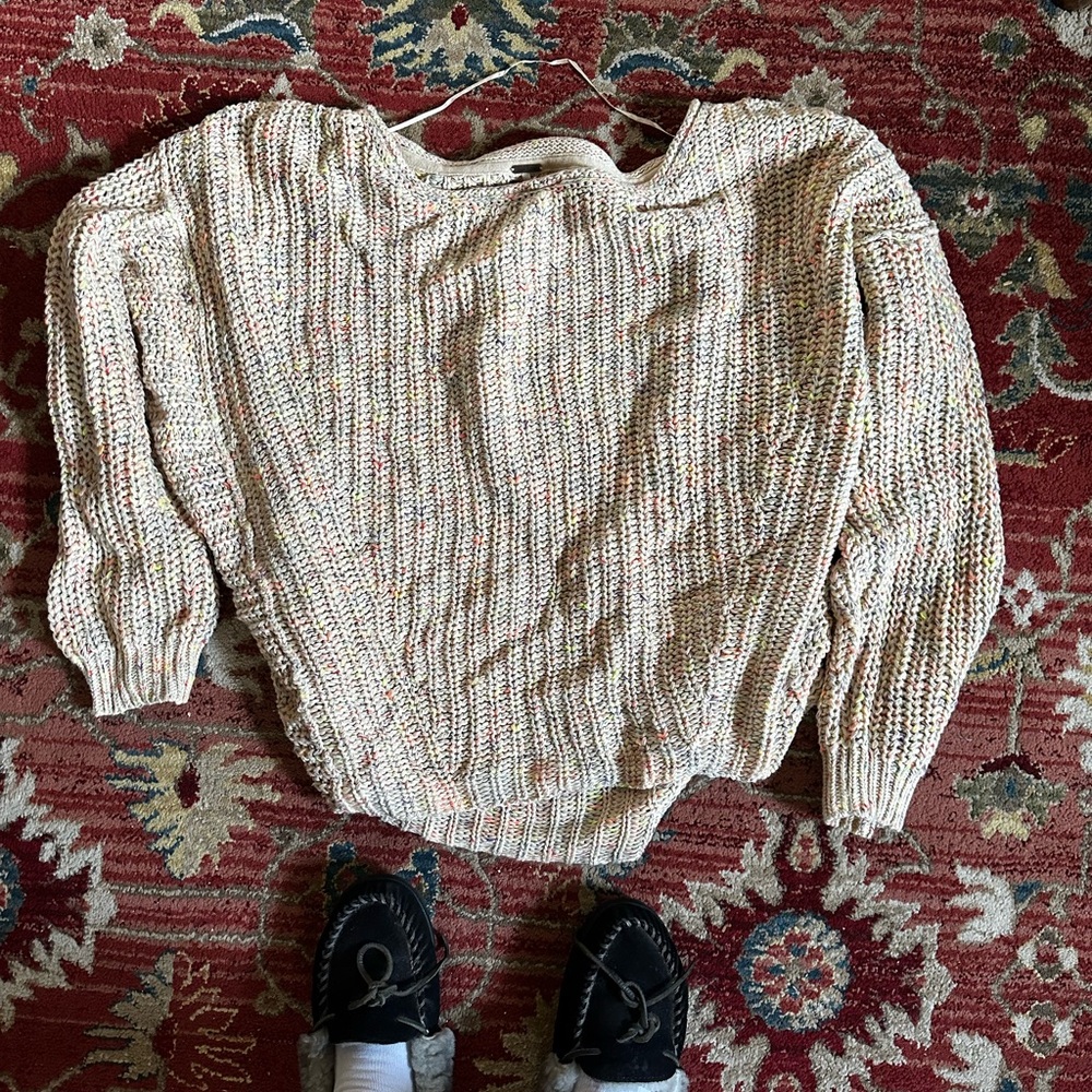 Free People Off-Shoulder Cream Sweater - Picture 3 of 5